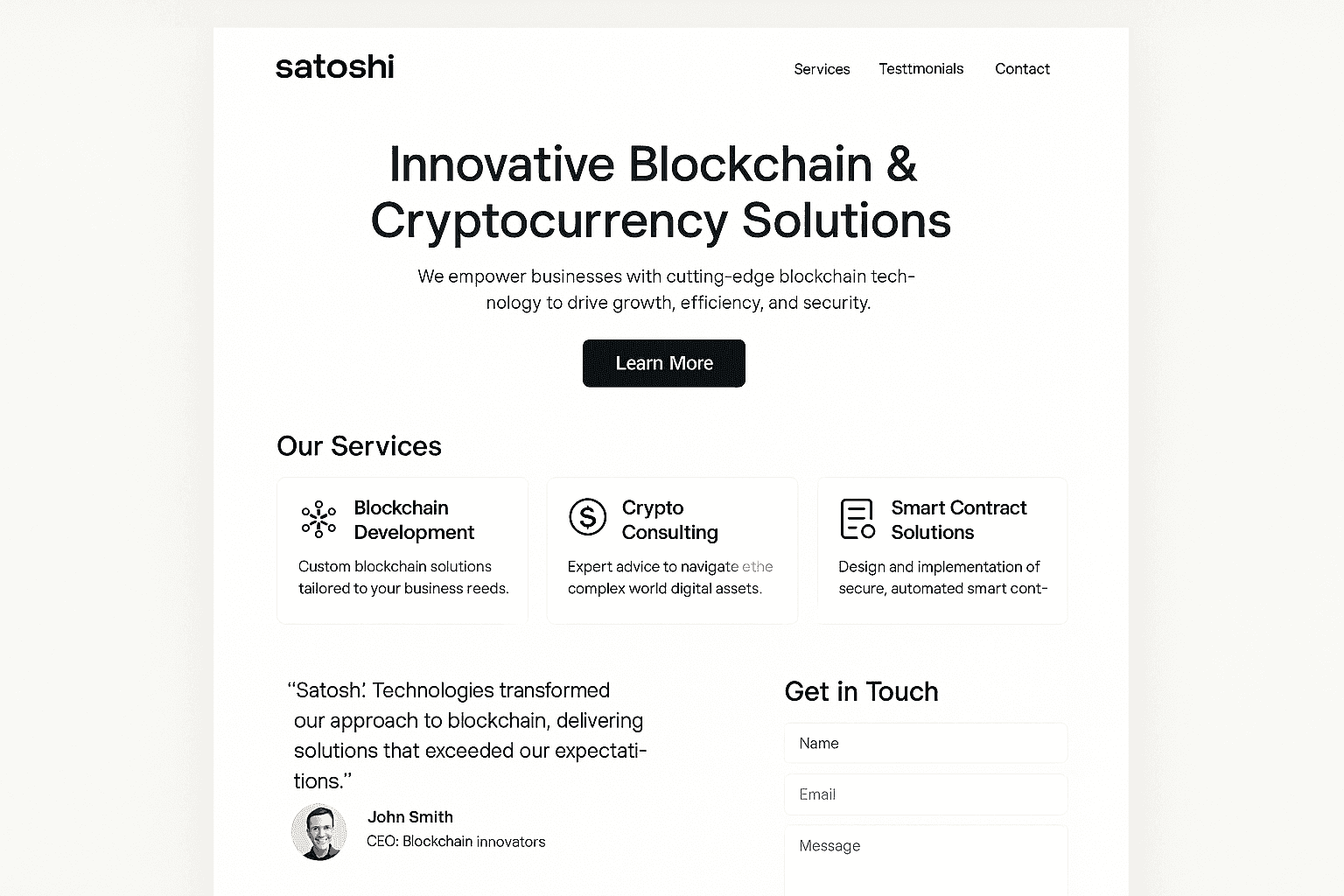 satoshitechnologies.com website mockup